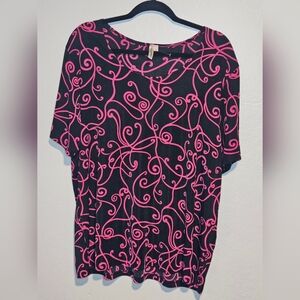 Susan Lawrence Top with Pink Swirls Size 3X